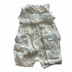 Baby Grand One Piece Romper Embroidered Cotton Blend Cream Size 6-9 Months
